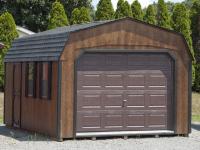 12x20 Dutch Garage with Coffee Brown LP Smart Side siding and Black Trim