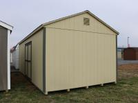 Pine Creek 12x24 HD Peak Barn with Beige walls, Avocado trim, and Weatherwood shingles