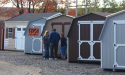 Showing stock sheds to customers in Hazleton, PA.